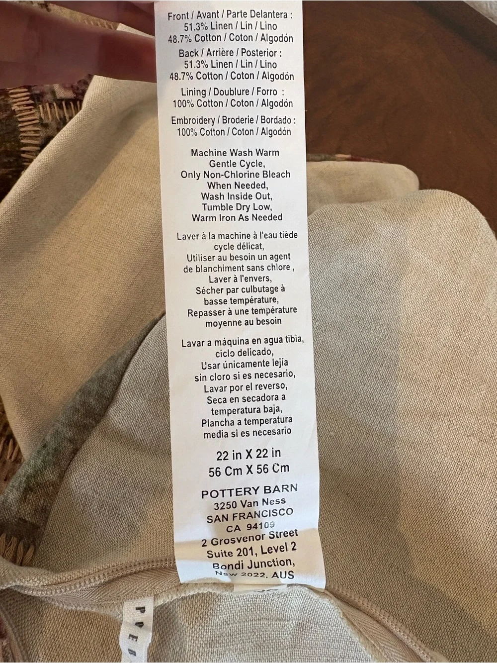 Pottery Barn include not measurement